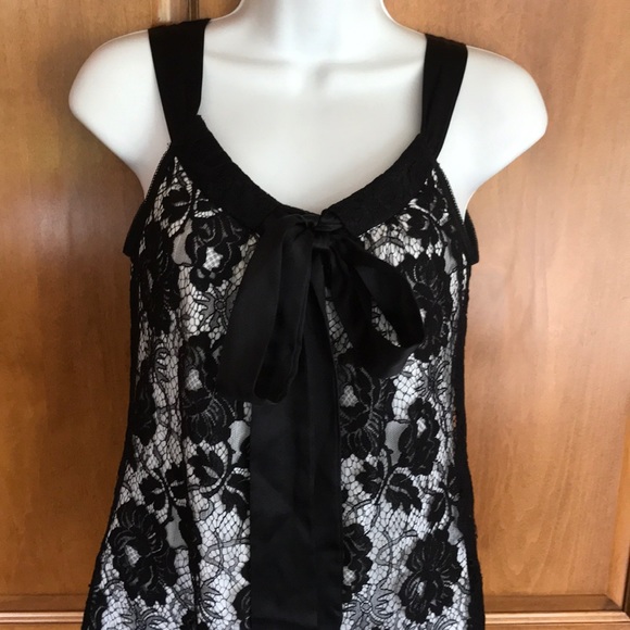 KAREN KANE BLACK LACE FLORAL SLEEVELESS TOP SILK & NYLON Size S Excellent Cond - Picture 4 of 9